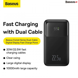 Pin Sạc Dự Phòng Baseus Comet Series Dual Cable Digital Display Cho iPhone, Type-C (10000mAh/ 20000mAh, 22.5W, Built-in Dual-Cable Fast Charge Power Bank )