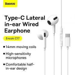 Tai Nghe có dây chân type C NGCR010002 Baseus Encok lateral in-ear Wired Earphone C17 Cho Smartphone & iPad Pro