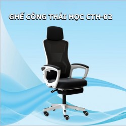 Ghế Công Thái Học, Ghế Xoay Văn Phòng, Ghế Gaming CTH-02 Bảo Vệ Cột Sống- Có Tựa Đầu- Tựa Lưng Lưới- Gác Chân