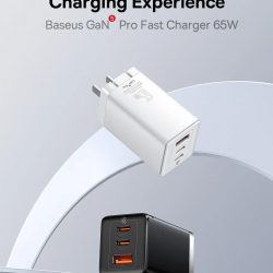 Bộ Sạc Nhanh kèm Cáp C to C Baseus GaN5 Pro Quick Charger 65W (Combo Củ kèm Cáp sạc 100W, Type Cx2 + USB , PD3.0/ PPS/ QC4.0/ SCP/ FCP Multi Quick Charge Protocol)