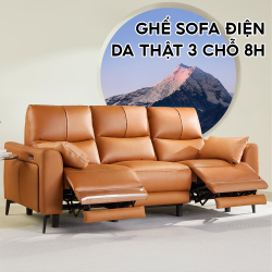 Ghế sofa điện 3 chỗ 8H da thật của Ý