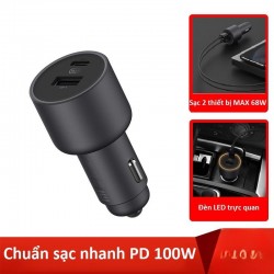 Tẩu sạc nhanh ô tô Xiaomi 1A1C 100W CC07ZM